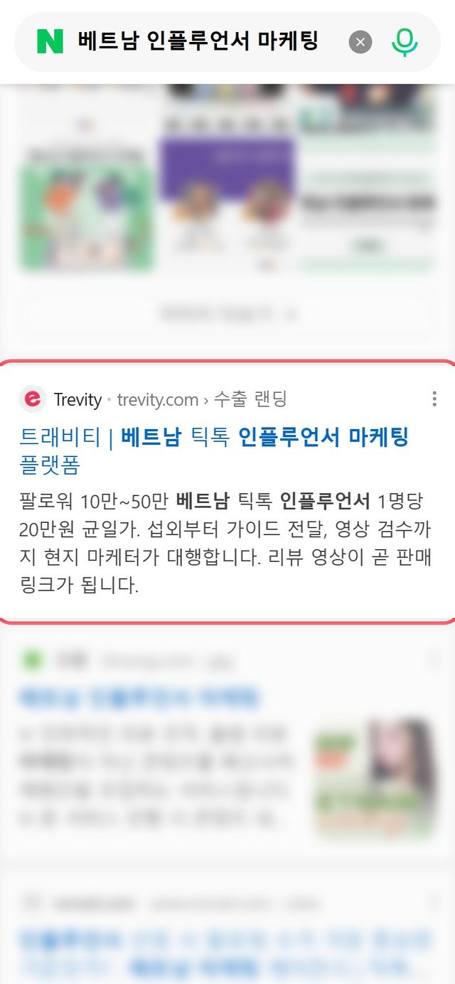 트래비티 네이버 검색 캡처
